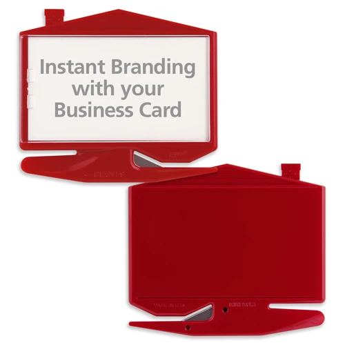 House Business Card Letter Opener with Staple Remover Red