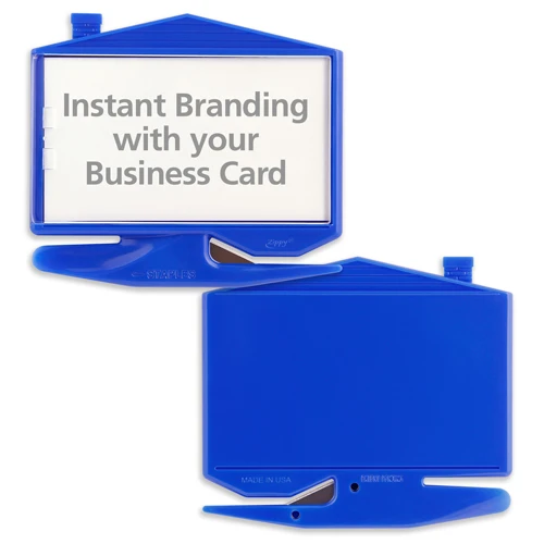 House Business Card Letter Opener with Staple Remover Blue