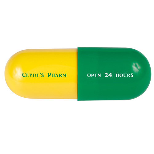Empty Capsule Container Yellow/Green
