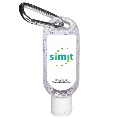Hand Sanitizer with Moisture Beads and Carabiner Clip Pink