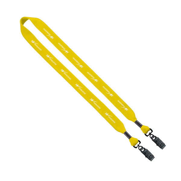 Knitted Cotton Double Bulldog Clip Lanyard 3/4 Inch Yellow