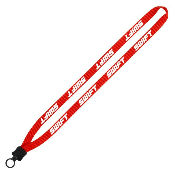 Smooth Nylon Lanyard with O-ring Attachment 1/2 Inch Red