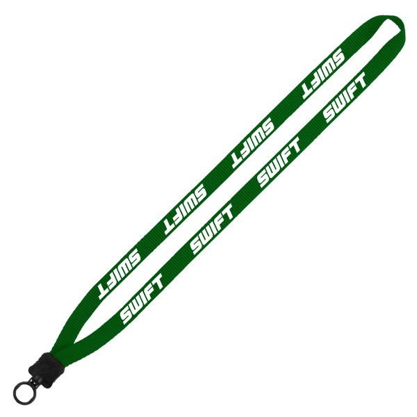 Smooth Nylon Lanyard with O-ring Attachment 1/2 Inch Hunter Green