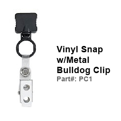 Smooth Nylon Lanyard with O-ring Attachment 1/2 Inch Vinyl Snap w/Metal Bulldog Clip (PC1)