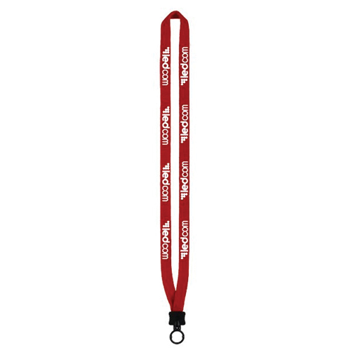 Knitted Cotton Lanyard With Standard O-Ring 1/2 Inch Red