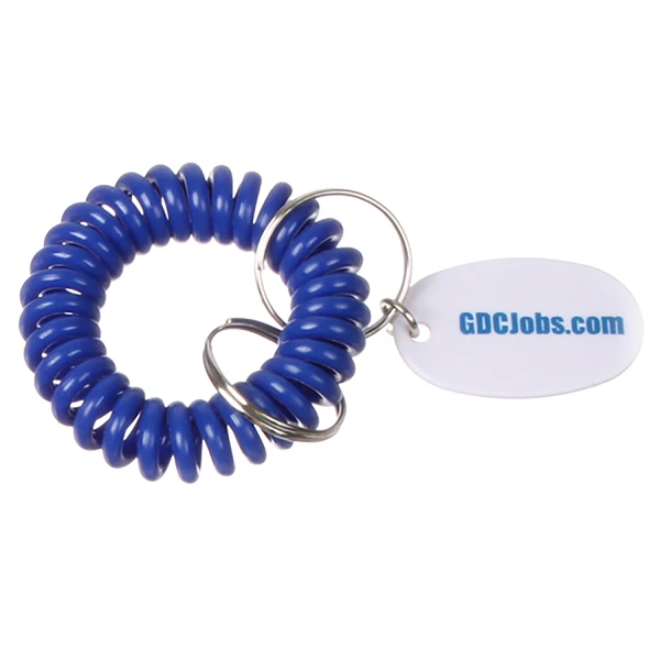 Imprinted Bracelet Coil Keychains Blue