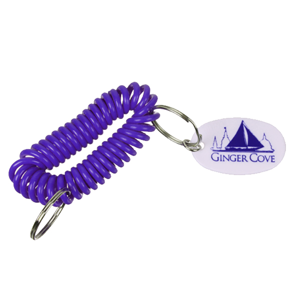 Imprinted Bracelet Coil Keychains Purple