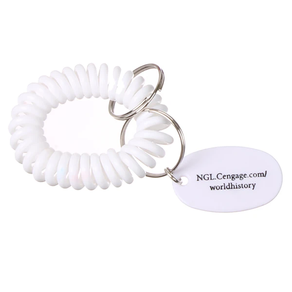 Imprinted Bracelet Coil Keychains White