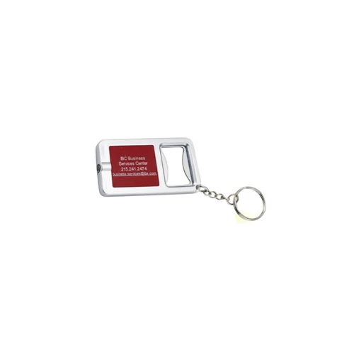 Flashlight and Bottle Opener Keychain Red