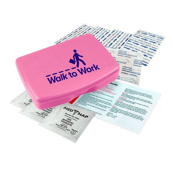 First Aid Kit with Digital Imprint Awareness Pink