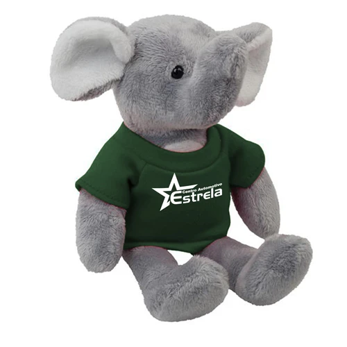 Elephant Mascot Stuffed Animal T-Shirt-Forest Green