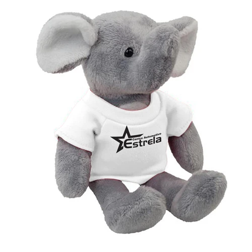 Elephant Mascot Stuffed Animal T-Shirt-White