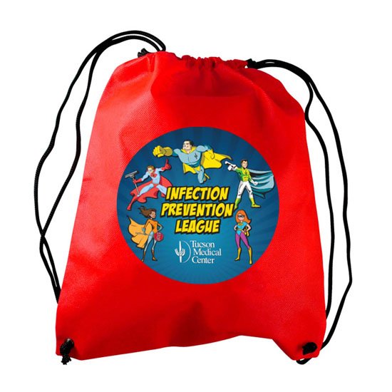 Non-Woven Drawstring Backpack - Digital Imprint Red