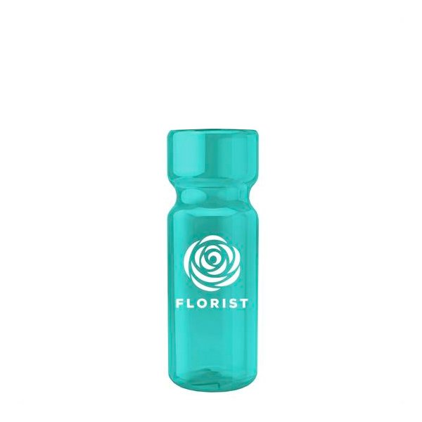 Transparent Bottle with Tethered Lid - 28 oz - BPA Free Teal