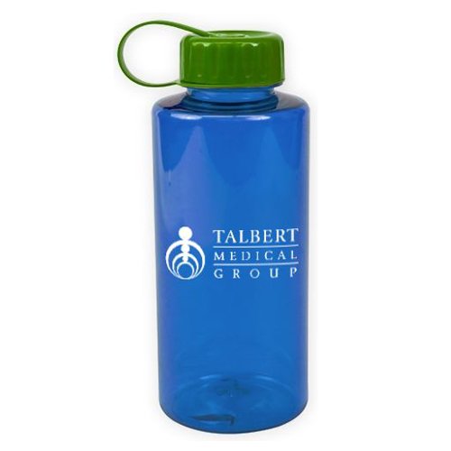 Poly-Pure Mountain Bottle - BPA Free - 36 oz. Translucent Blue/Green