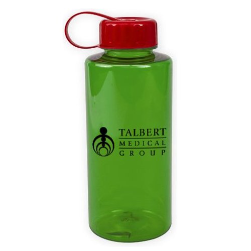 Poly-Pure Mountain Bottle - BPA Free - 36 oz. Translucent Green/Red