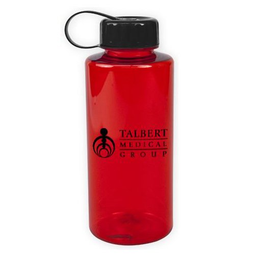 Poly-Pure Mountain Bottle - BPA Free - 36 oz. Translucent Red/Black