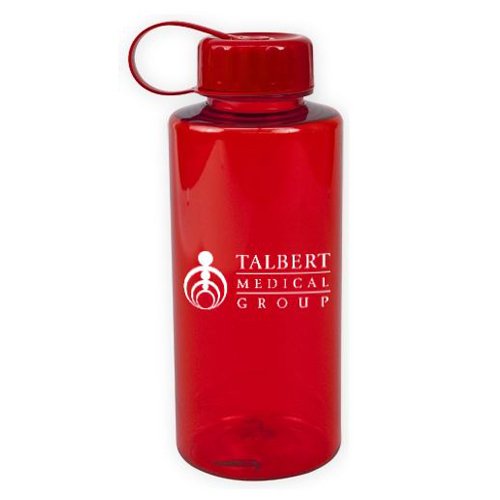 Poly-Pure Mountain Bottle - BPA Free - 36 oz. Translucent Red/Red