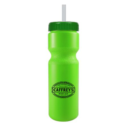 Journey Custom Bike Bottle w/ Straw - BPA Free Neon Green/Green