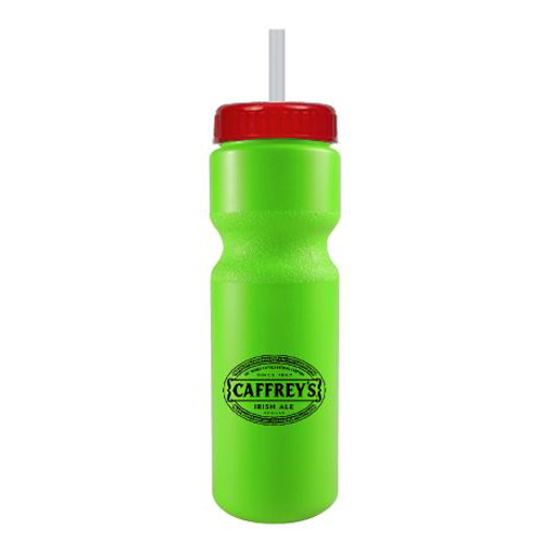Journey Custom Bike Bottle w/ Straw - BPA Free Neon Green/Red