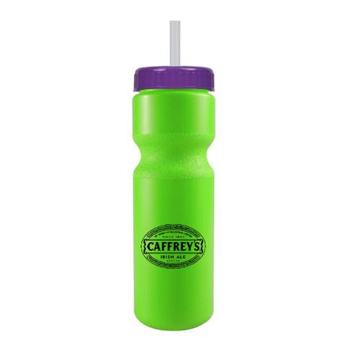Journey Bike Bottle w/ Straw - BPA Free Neon Green/Violet