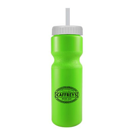 Journey Custom Bike Bottle w/ Straw - BPA Free Neon Green/White