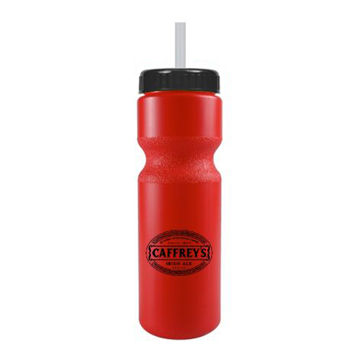 Journey Custom Bike Bottle w/ Straw - BPA Free Red/Black