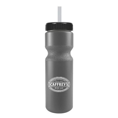 Journey Bike Bottle w/ Straw - BPA Free Silver/Black
