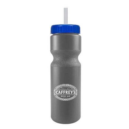 Journey Custom Bike Bottle w/ Straw - BPA Free Silver/Blue