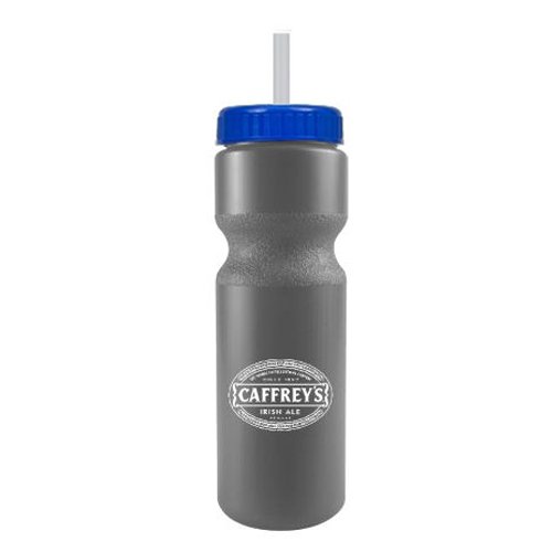 Journey Bike Bottle w/ Straw - BPA Free Silver/Blue
