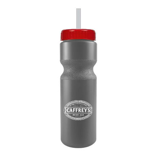 Journey Custom Bike Bottle w/ Straw - BPA Free Silver/Red