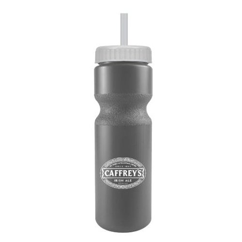 Journey Bike Bottle w/ Straw - BPA Free Silver/White
