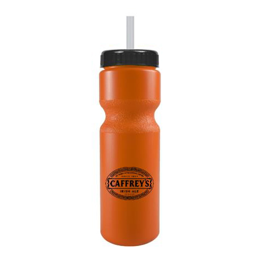 Journey Custom Bike Bottle w/ Straw - BPA Free Neon Orange/Black