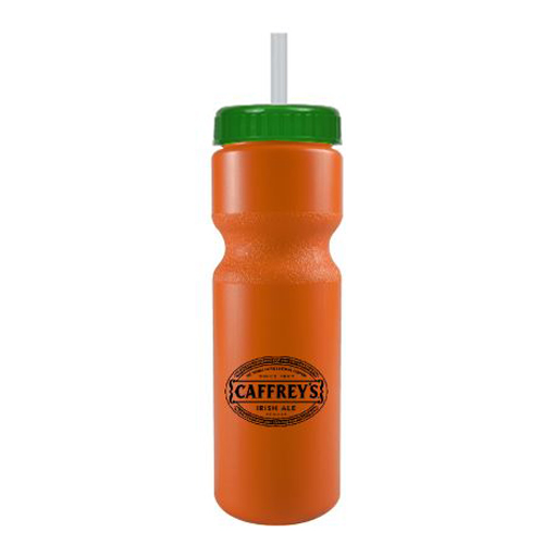 Journey Custom Bike Bottle w/ Straw - BPA Free Neon Orange/Green