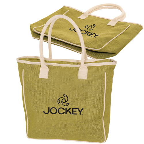 Seville Jute/Canvas Tote Lime Green