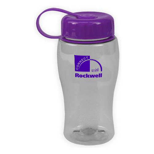 Custom Poly-Pure Bottle with Tethered Lid 18oz Clear/Violet
