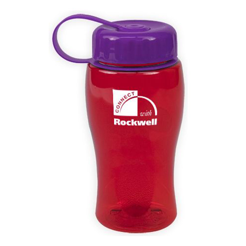 Custom Poly-Pure Bottle with Tethered Lid 18oz Translucent Red/Violet