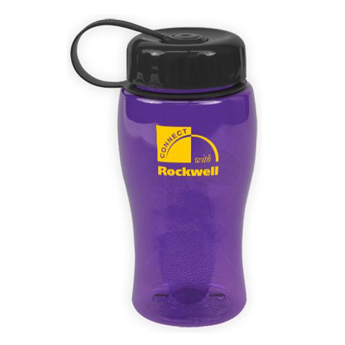 Custom Poly-Pure Bottle with Tethered Lid 18oz