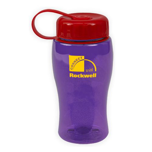 Custom Poly-Pure Bottle with Tethered Lid 18oz Translucent Violet/Red
