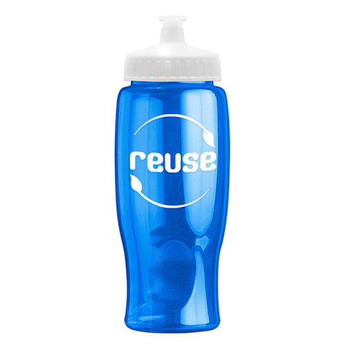 Custom Poly-Pure Bottle BPA-Free 27oz Transparent Blue/White