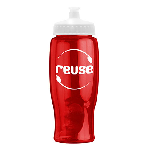 Custom Poly-Pure Bottle BPA-Free 27oz Transparent Red/White