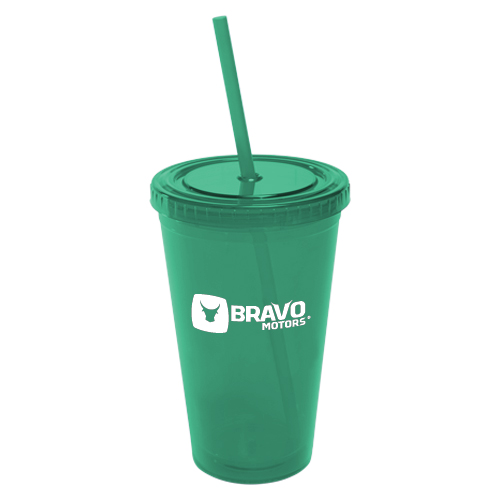 All Pro Acrylic Cup with Straw Translucent Green