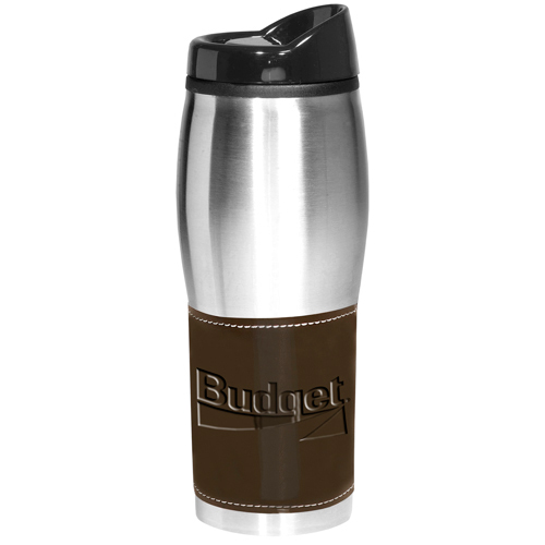 Leather-Wrapped Tumbler Brown