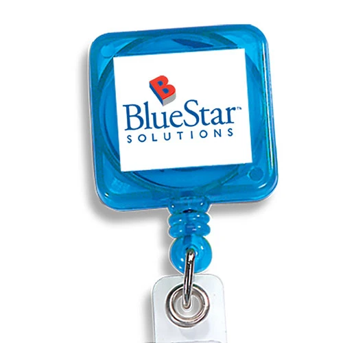 Retract-A-Badge – Square Translucent Blue