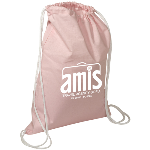 Cotton String-A-Sling Backpack - 4 Color Process Light Pink