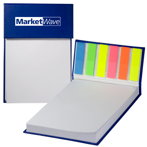 Hard Cover Sticky Flag Jotter Pad Blue