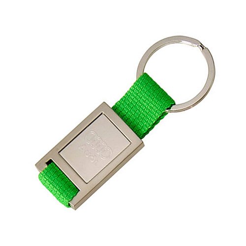 Rectangular Chrome Key Ring Green