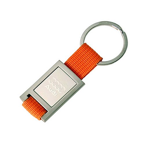 Rectangular Chrome Key Ring Orange