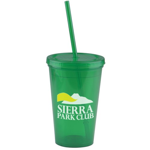 Insulated Straw Tumbler-16oz Green/Green Lid