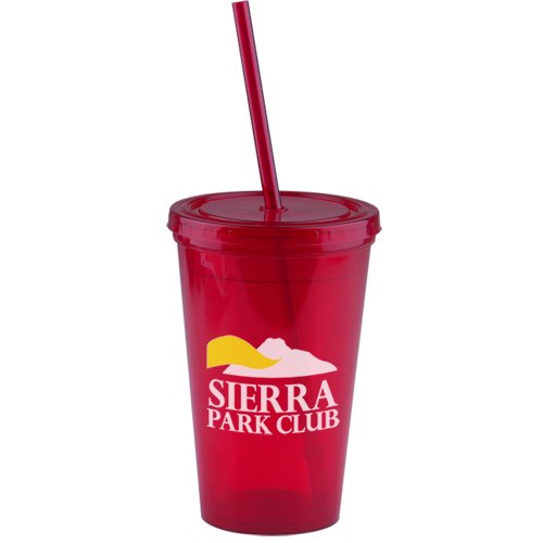 Insulated Straw Tumbler-16oz Red/Red Lid